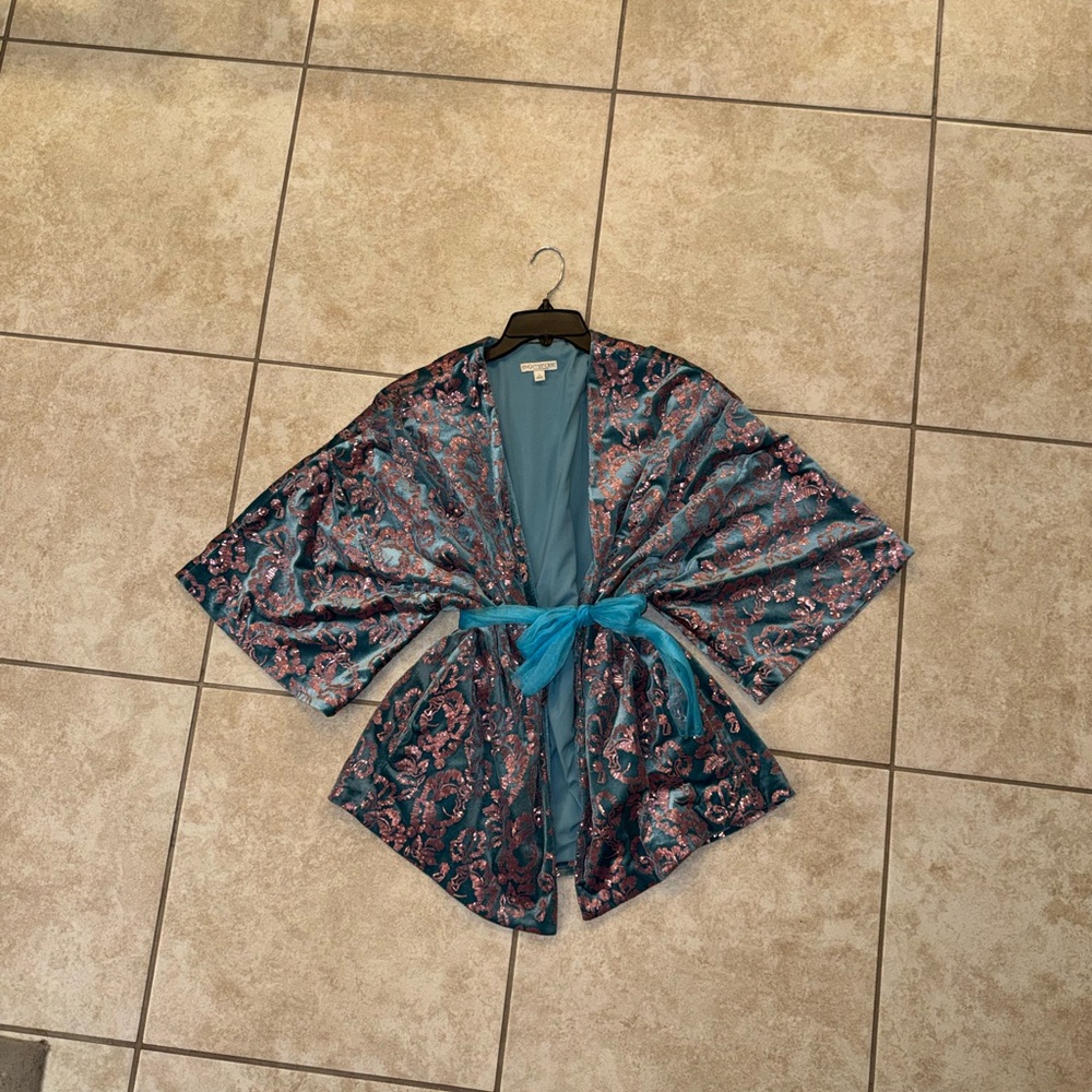 Eva Mendes New York & Company Vintage OG Blue Pink Rare Kimono Jacket
